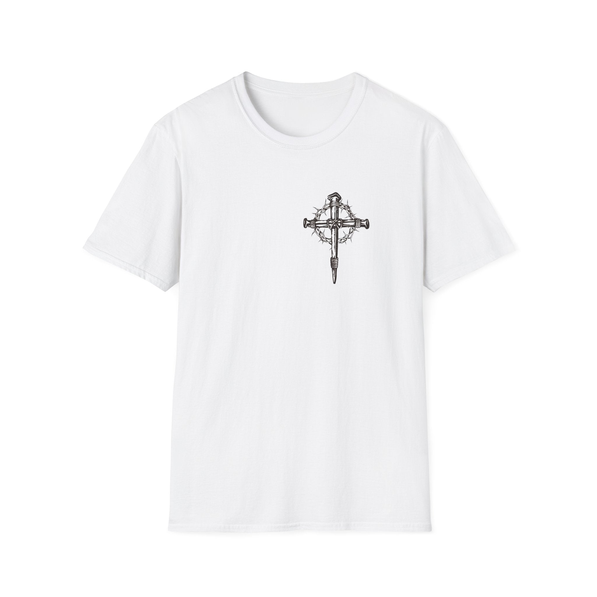 Christian Cross T-Shirt — "Jesus Died For Our Sins" with Crown of Thorns