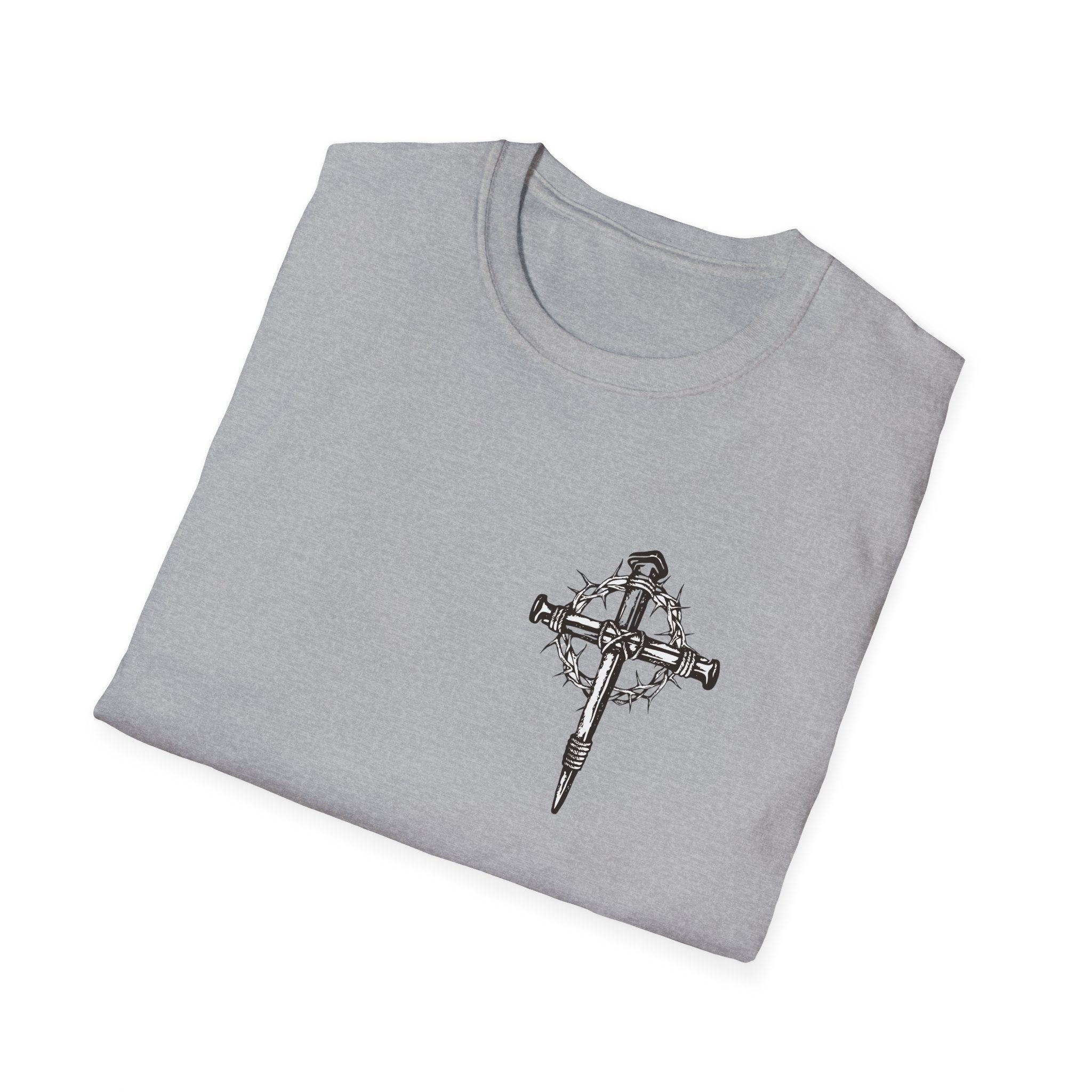 Christian Cross T-Shirt — "Jesus Died For Our Sins" with Crown of Thorns