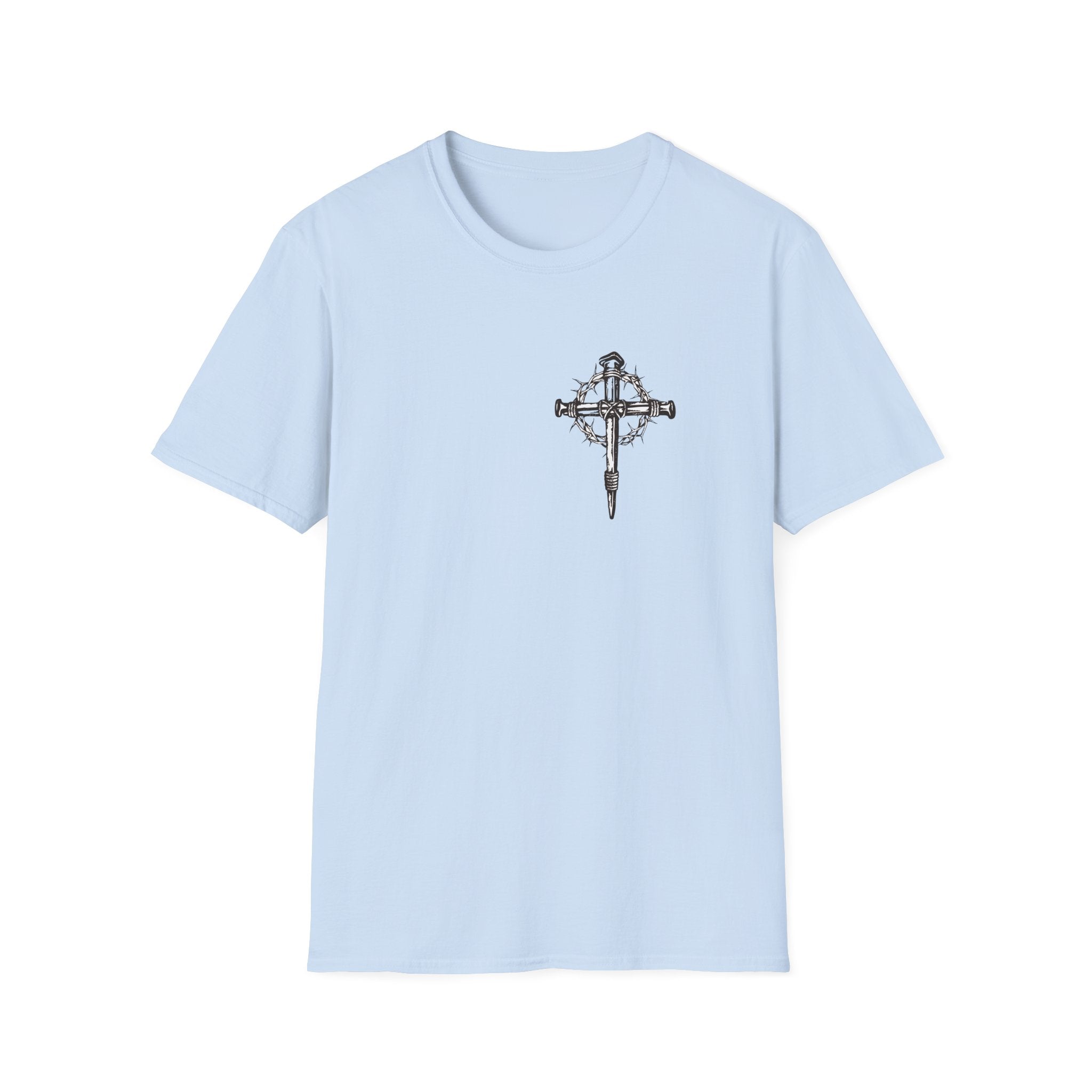 Christian Cross T-Shirt — "Jesus Died For Our Sins" with Crown of Thorns