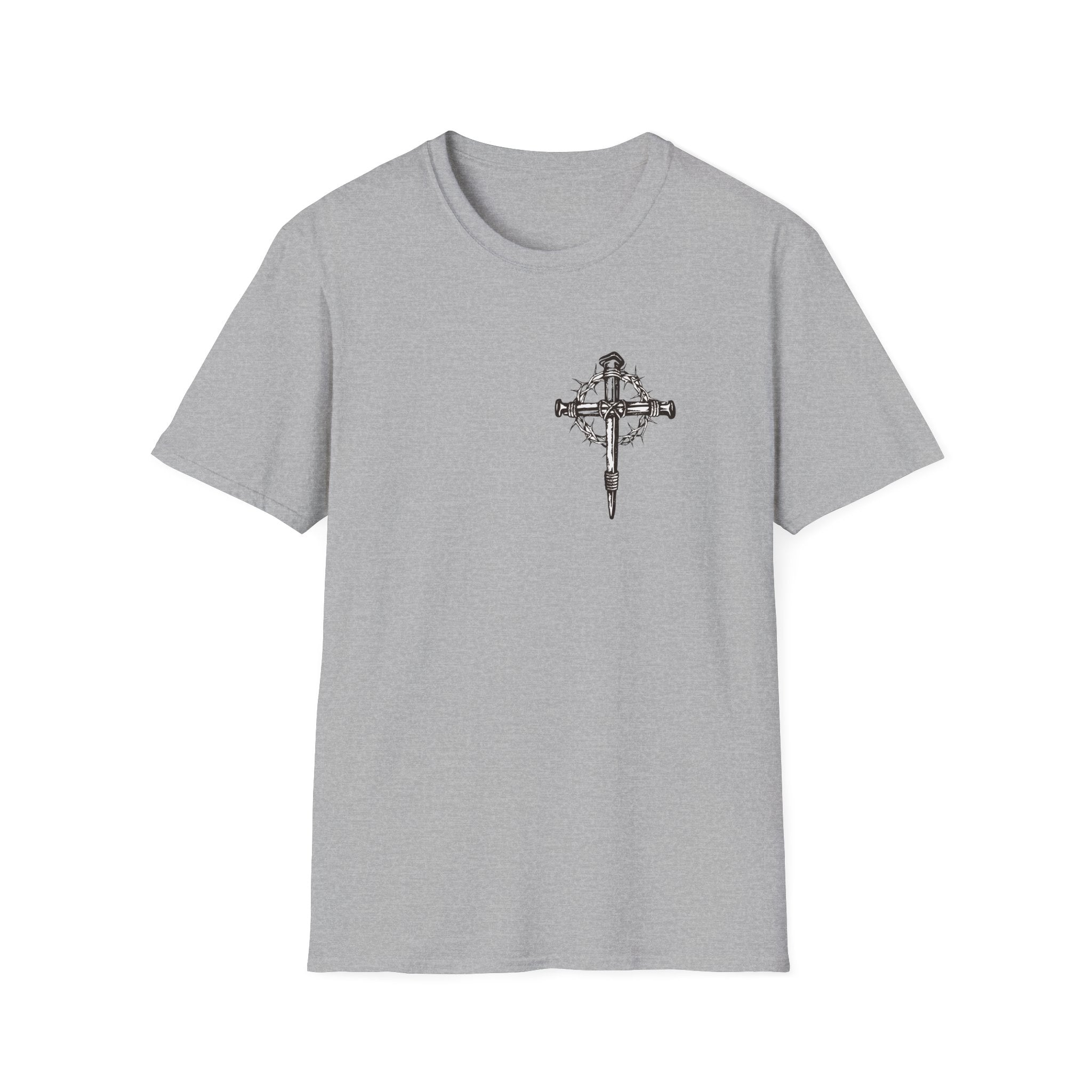 Christian Cross T-Shirt — "Jesus Died For Our Sins" with Crown of Thorns